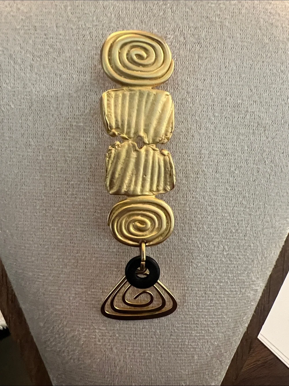 Vintage 90s Norma Jean Designs NJD Modernist Gold Tone Dangle Brooch